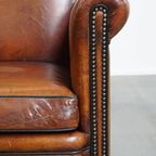 Stijlvolle Schapenleren Design Fauteuil/ Armchair In Een Warme Cognac Kleur thumbnail 9