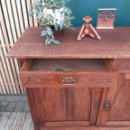 Antieke Massief Eiken Kastje Houten Commode Buffetkast thumbnail 18