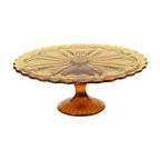 Art Deco Amber Taartschaal Gebak Schaal Depression Glass 27cm thumbnail 6