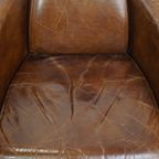 Set Van 2 Unieke En Comfortabele Bruine Rundleren Aviator Design Fauteuils/ Armchairs thumbnail 6