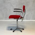 Gebr De Wit Bureaustoel Vintage Burostoel Rood Desk Chair thumbnail 5