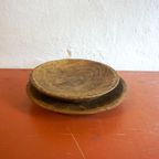 Two Antique Brown Wood Bowls Hand Carved Folk Art thumbnail 6