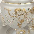 Grote Antieke Geëmailleerde Glazen Punch Set thumbnail 3