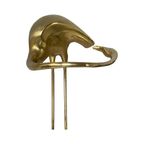 Hollywood Regency - Umbrella Stand In The Shape Of A Flamingo Standing In A Pond - Polished Brass thumbnail 3
