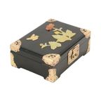 Zwart Gelakte Chinese Juwelendoos Zeepsteen Messing Chinoiserie thumbnail 14