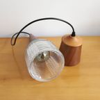 Vintage Hanglamp Glas Teakhout, Jaren '60 thumbnail 3
