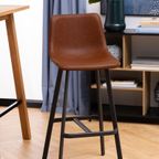 Sallinge Barkruk - Set Van 2 - Cognac Met Zwart Metalen Frame thumbnail 2
