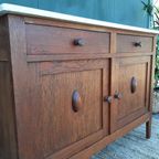 Art Deco Kastje Jr 20 Eiken Commode Wastafelkastje Dressoir thumbnail 11