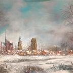 Georges Tahon - Schilderij - Veurne In De Winter thumbnail 3