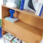 Vintage Deense Eiken Fineer Wandkast | Kast Schuifdeuren thumbnail 12