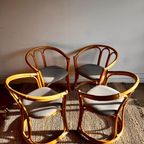 4 Rotan Bamboe Eetkamer Stoelen Mid Century Vintage thumbnail 12