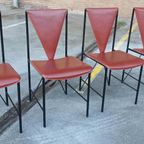 Set Van 8 Vintage Postmodern Leren Eetkamerstoelen thumbnail 3