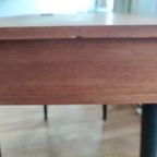 Vintage Houten Bureau Op Zwarte Poten Met Lade En Kastje thumbnail 6