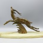 Art Deco Beeld Van Springende Hert thumbnail 3