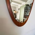 Vintage Midcentury Spiegel Ovaal Met Hoeken - Teak(fineer) thumbnail 6