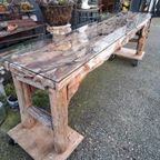 Unieke Teakhouten Drijfhouten Sidetable Wandtafel, Met Glasp thumbnail 4