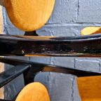 2 Vintage Stoelen In Zwart Gelakt Hout En Mosterdstof, 1960 thumbnail 11