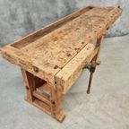 Antieke Werkbank Sidetable Keukeneiland Balie Beuken thumbnail 7