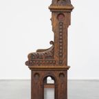 Geweldige, Mooi Gesneden Antieke Eikenhouten Kerkbank In Gotische Stijl Uit Eind 19e Eeuw thumbnail 6