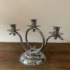 Art Deco 1930S Demeyere Chrome Candlesticks, Belgium thumbnail 13