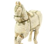 Koppel Decoratieve Houten Paarden Bedekt Met Been Mozaïek Verzilverd thumbnail 2