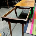 Antieke Engelse Tafel. Massief Eiken. Handbeschilderd Verguldsel. Uitschuifbaar. thumbnail 5