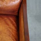 Mooie Schapenleren Artdeco Design Fauteuil/ Armchair Afgewerkt Met Hout thumbnail 5