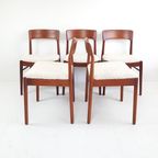 5 Vintage Teakhouten Stoelen Nieuw Gestoffeerd Teddy Deens thumbnail 3