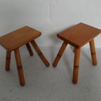 Vintage Set Van 2 Tafeltjes/krukjes thumbnail 2