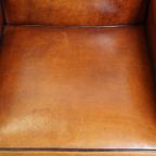 Set Van 2 Mooie, Cognac Kleurige, Schapenleren Art Deco Fauteuils thumbnail 7