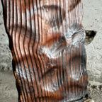 Mid-Century 3-Legged Stool With Backrest In Wood With Black-Brown Cowhide Seat, 1950S thumbnail 3