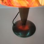 Vintage '60-70s Style' Glazen Tafellamp Geel Oranje Vlam/swirlmotief thumbnail 10
