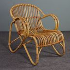 Zeer Speciale Dutch Design Rotan Fauteuil, 1950 thumbnail 2