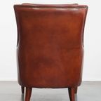 Stijlvolle En Comfortabele Fauteuil/ Armchair Gemaakt Van Hoogwaardig Cognac Kleurig Rundleer thumbnail 13