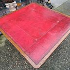 Antieke Vergadertaf Eettafel, Kaarttafel Met Ingelegde Leer, thumbnail 4