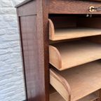 Vintage Eiken Rolluik Archiefkast Met Originele Binnenlades thumbnail 9