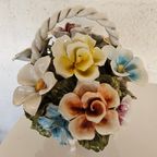 Bassano Ceramics Basket With Flowers, Italy 1950s thumbnail 13