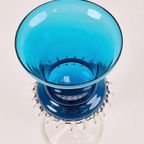 Mid Century Blauwe Murano Glas Vaas Mondgeblazen 1960 Rare thumbnail 7