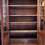 Prachtige Uitneembare Antiek Mahonie Kast Met Deuren Met Glas, Planken En Binnenlades thumbnail 11