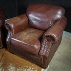 Vintage Grote Lederen Fauteuils – Donkerbruin thumbnail 5