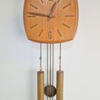 Vintage Wuba Wandklok Teak Messing ’60 Mid Century Klok thumbnail 6