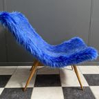 Iconic Miroslav Navratil Chair Blue Fluffy Fabric For Český Nábytek 1960S thumbnail 11