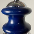 Vintage Glass Sphere With Blue Metal Pendant From The 1970's thumbnail 8