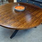 Prachtige Vintage Ronde Palissander Tafel 150 Cm thumbnail 2