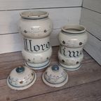 Set Van 2 Keramische Italiaanse Voorraad/Kruidenpotten. thumbnail 3
