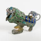 Foo (Fu) Dogs - Filigraan - Emaillen - Cloisonné - Miniatuur - Zilver - Verguld ~ 3 Stuks - Chine thumbnail 9