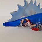 Vintage Glazen Schaal Glas Kunst Mondgeblazen Schelp Schaal thumbnail 4