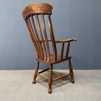 Antieke Bruine Windsor Armstoel Met Hoge Rug thumbnail 5