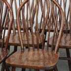 Set Van 10 Vintage Houten Windsor Spijlen Stoelen Uit De Jaren ’70 In Engelse Stijl thumbnail 11