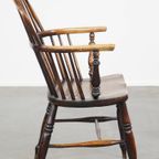 Antieke Engelse Houten Windsor Eetkamer/ Bijzetstoel Met Een Mooie Kleurencombinatie En Patina thumbnail 10